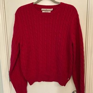 Tommy Hilfiger Christmas red cable knit sweater women’s XL